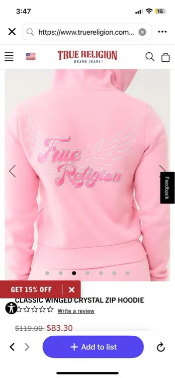 

CRYSTAL WING CLSSIC ZIP HOODIE - Pink | True Religion

