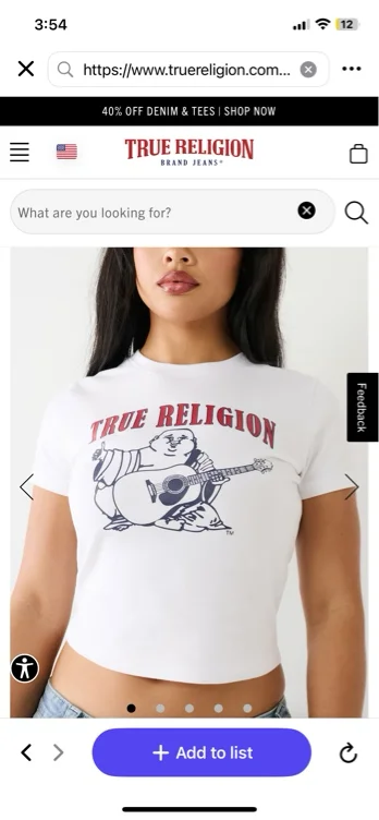 

BUDDHA BABY TEE - White | True Religion

