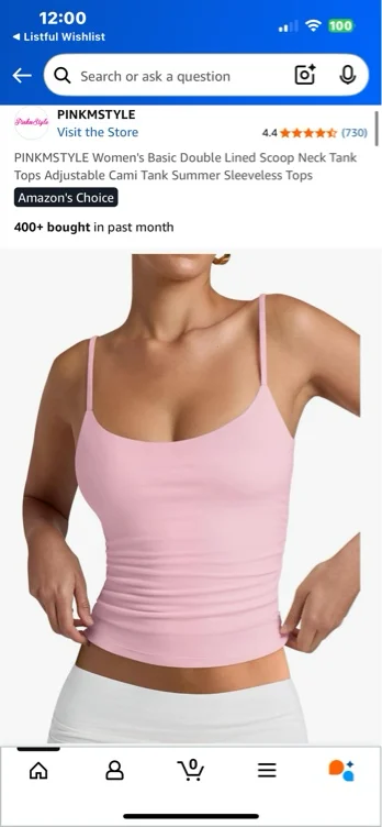PINKMSTYLE Women's Basic Double Lined Scoop Neck Tank Tops Adjustable Cami Tank Summer Sleeveless Tops - White - Small