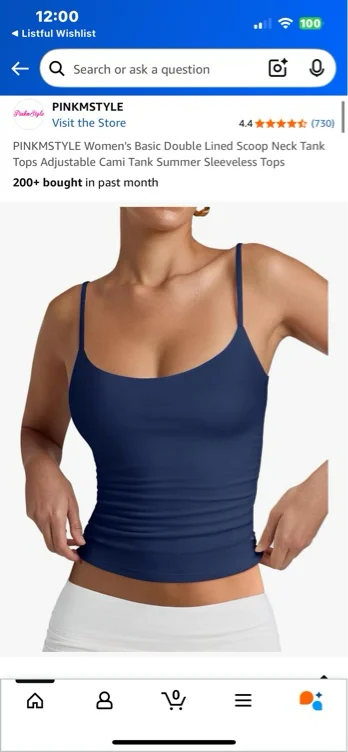 PINKMSTYLE Women's Basic Double Lined Scoop Neck Tank Tops Adjustable Cami Tank Summer Sleeveless Tops - Dark Gray - Small
