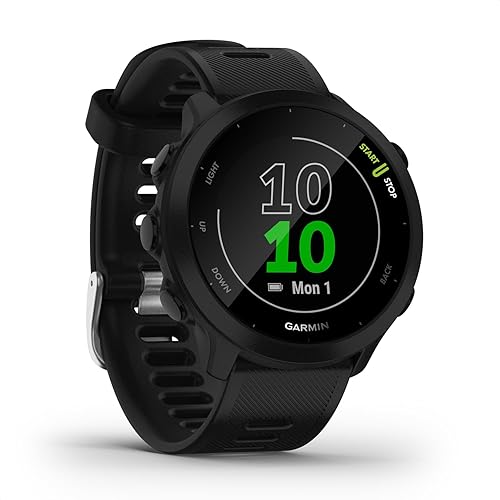 Garmin Forerunner 55 GPS 42mm Running Smartwatch, Easy to use, Lightweight, Training Guidance, Safety & Tracking Features, Aqua - Black - Smartwatch