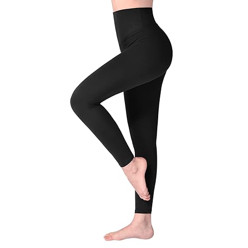 SINOPHANT High Waisted Leggings for Women, Buttery Soft Elastic Opaque Tummy Control Leggings,Plus Size Workout Gym Yoga Stretchy Pants - #1 Pack, Black - S-M