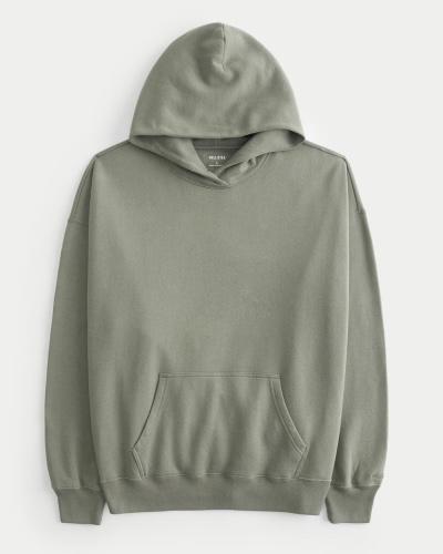 Dark Olive Hollister Feel Good Fleece Oversized Cozy Hoodie