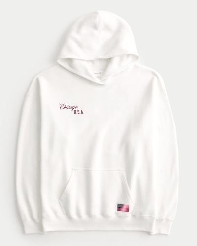 Oversized Chicago Graphic Hoodie