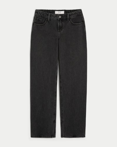 Black Low-Rise Medium Wash Loose Jeans