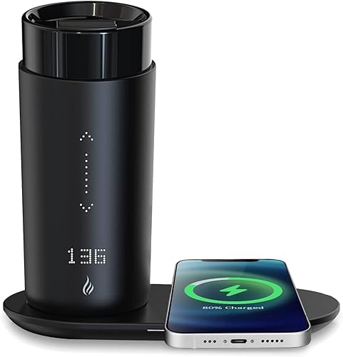 LEGARDLILIU 19 Oz App Controlled Warmer Mug 4-10 Hour LED Display Keep Coffee Hot All Day Fast Wireless Charger Base Dull ZISE