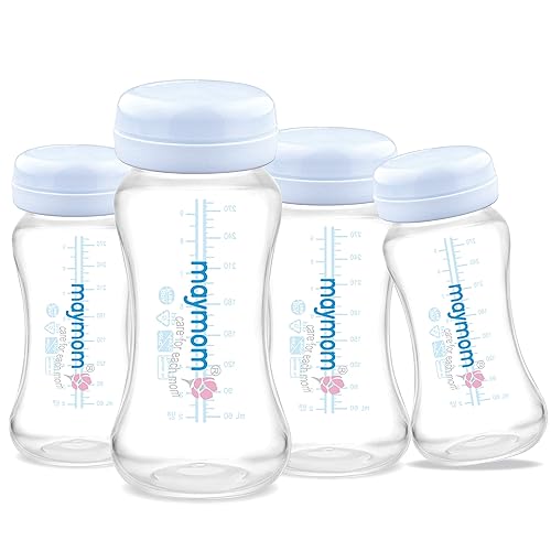 Maymom Wide-Mouth Milk Storage Collection Bottle with Travel Cap and Sealing Ring ; Replacement to Spectra S1 S2 Avent Natural Avent Classic Bottles, Motif Luna, Twist Bottles, Ameda MYA Bottle; 4pc - 2 Count (Pack of 2)