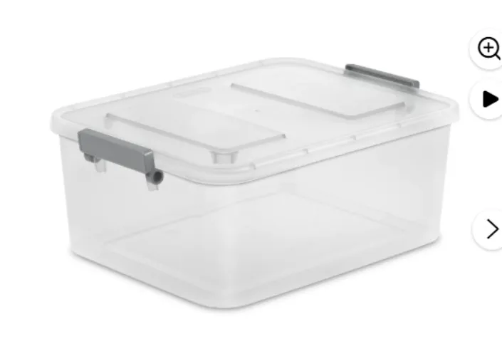 Sterilite 12.7 Qt. Clear Plastic Modular ID Latch Box, Gray Latches with Clear Lid