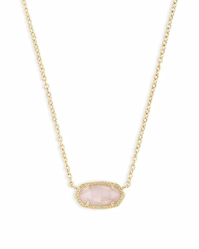 Kendra Scott Elisa Pendant Necklace for Women, Fashion Jewelry, 14k Gold-Plated - GOLD - ROSE QUARTZ