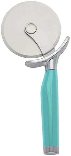 KitchenAid Classic Pizza Wheel with Sharp Blade For Cutting Through Crusts, Pies and More, Built In Finger Guard for Safety and Comfort Grip to Protect Fingers, Dishwasher Safe, 9-Inch, Aqua Sky - Aqua Sky - Pizza Wheel