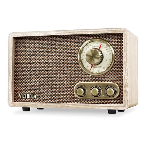 Victrola Retro Wood Bluetooth Radio with Built-in Speakers, Elegant & Vintage Design, Rotary AM/FM Tuning Dial, Wireless Streaming, Natural - Natural - Radio