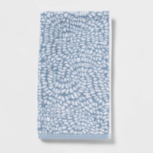 Performance Plus Hand Towel Light Blue Geo - Threshold™: Cotton Jacquard, Fade-Resistant, 550 GSM