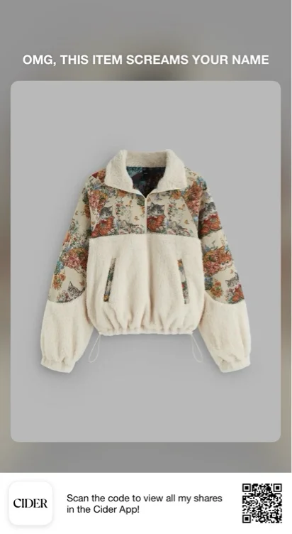 FLEECE COLLAR FLORAL CAT KNOTTED SWEATSHIRT