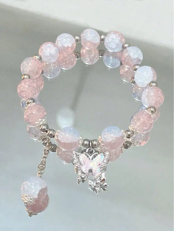 SHEIN 2pc glass butterfly bracelet