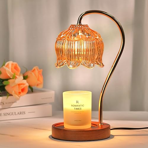 Dimmable Flower Candle Warmer Lamp with Timer, Vintage Candle Lamp Warmer for Jar Candle, 2024 Womens Gifts for Christmas, Xmas Gifts for Mom Unique, Home Decor for Bedroom Living Room Decor Aesthetic - A1-Flower