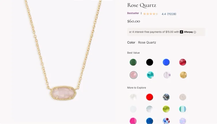 Elisa Gold Pendant Necklace in ROSE QUARTZ