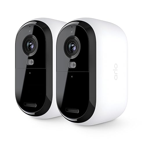 Arlo Essential Security Camera 2K | Indoor - Outdoor | 2nd Gen | Wireless with Spotlight, 2-Way Audio, Color Night Vision, Live Stream, Motion Activiation, Real Time Notifications - White, 2 Camera - 2 Cameras - Standard - 2K Indoor/Outdoor 2nd Gen