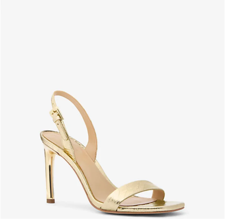 Kasia Crackled Metallic Leather Sandal