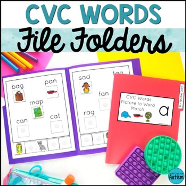 CVC Words Autism File Folder Games & Activities for Special Education Reading