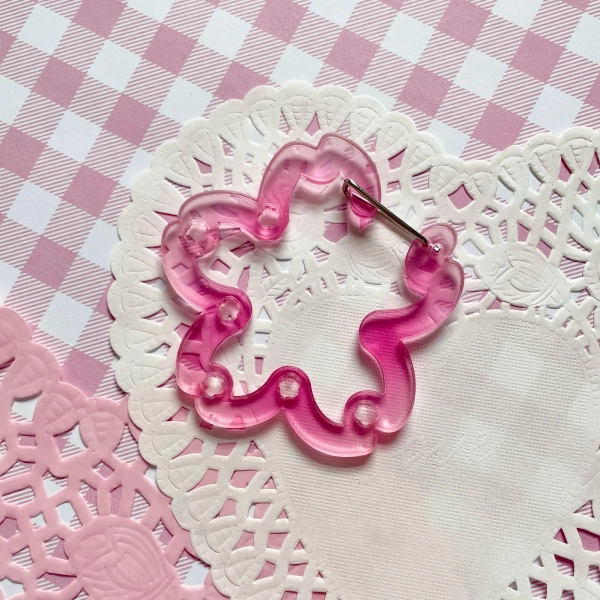 Pink Sakura Acrylic Carabiner | Cute Jelly Cherry Blossom Trinket Holder | Kawaii Keychain Purse Bag Charm | Tote Bag Backpack Accessory