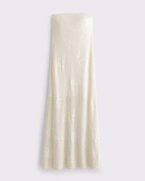 Strapless Crochet-Style Maxi Dress