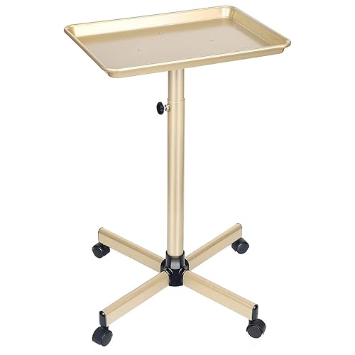 Salon Tray, Champagne Gold Salon Tray, Salon Rolling Tray with Adjustable Height, Salon Color Tray, Hair Stylist Tray, Salon Tray on Wheels, Suitable for Tattoo Tray and Dental Tray - Champagne Gold