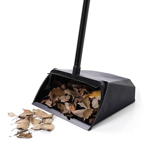 Eyliden Large Commercial Dustpan with Comb Teeth, Upright Heavy Duty Dust Pan for Restaurants Garages Courtyard Sidewalks Lobby Home Kitchen Room Office Classroom (1pc Dustpan) - 1