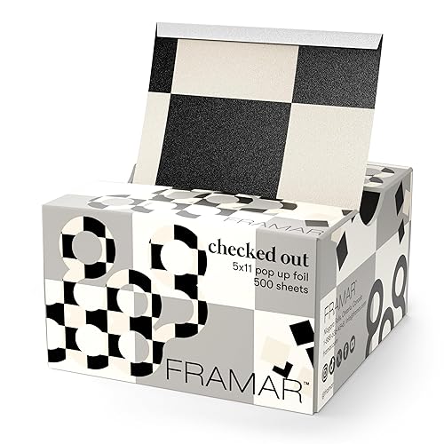 FRAMAR Checked Out Hair Foil – Hair Foils For Highlighting, Pop Up Foil For Hair Highlighting, Salon Foils For Hair Highlighting Kit, Long Hair Foils For Bleach, Salon Foils For Hair Stylist – 500 - Checkered