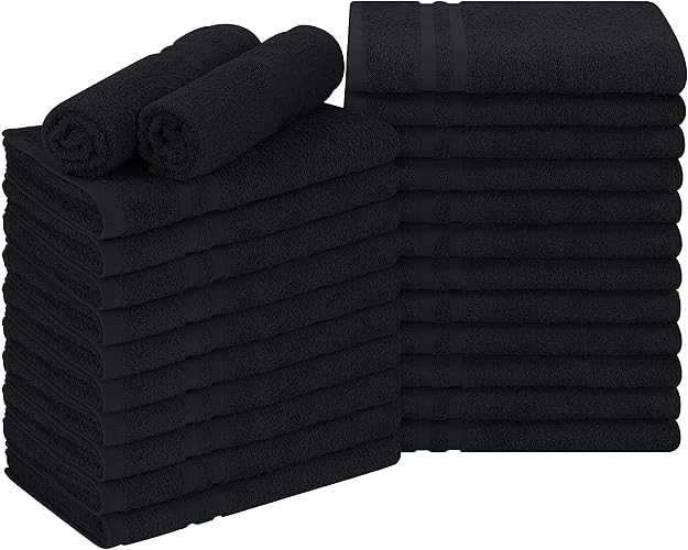 Utopia Towels - Cotton Bleach Proof Salon Towel (16x27 inches) - Bleach Safe Gym 100% Cotton Hand Towel (24 Pack, Black) - 24 Pack - Black
