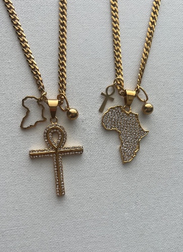 FLOURISH • CZ Ankh and Africa Necklace