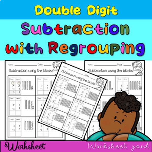 Double digit subtraction with regrouping Worksheet | Subtraction with borrowing