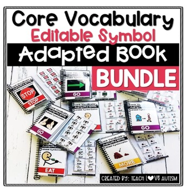 Core Vocabulary Editable Symbol Adapted Books for Speech Therapy Lessons