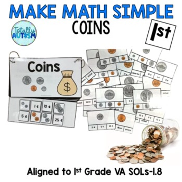 Identifying Coins and Value - Counting Coins - Math Worksheets autism Special Ed