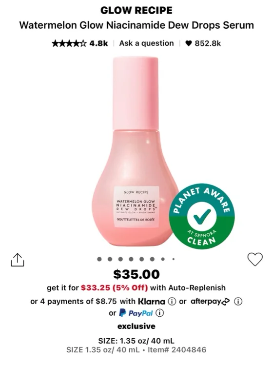 Watermelon Glow Niacinamide Dew Drops - Glow Recipe | Sephora
