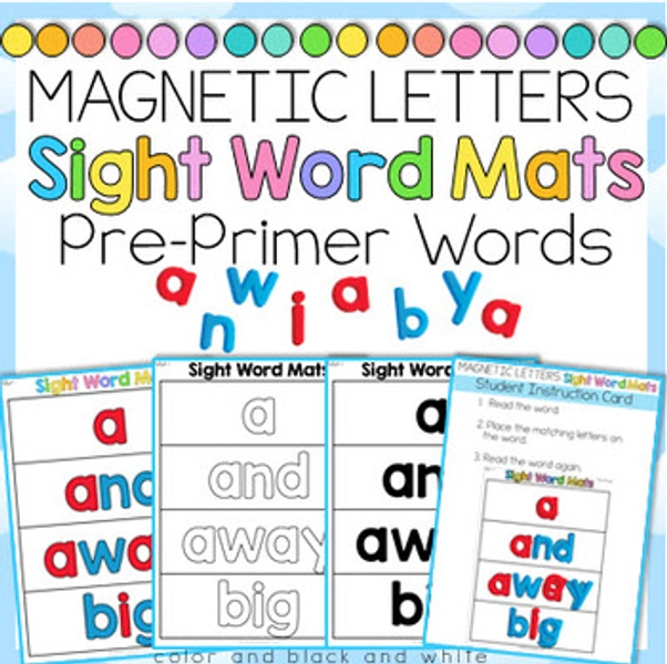 Sight Word Center Mats Pre-Primer