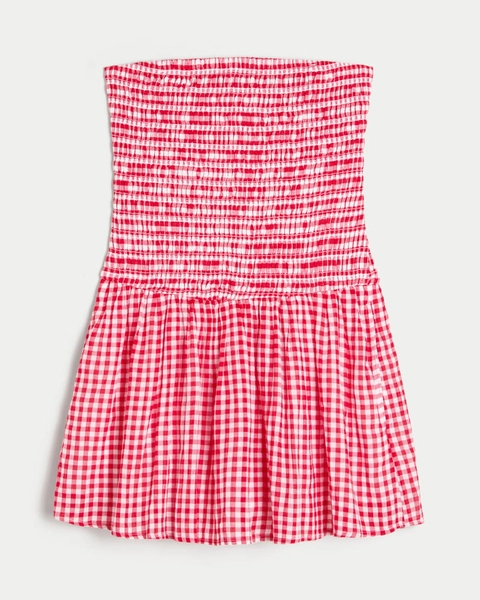 Strapless Smocked Bodice Mini Dress