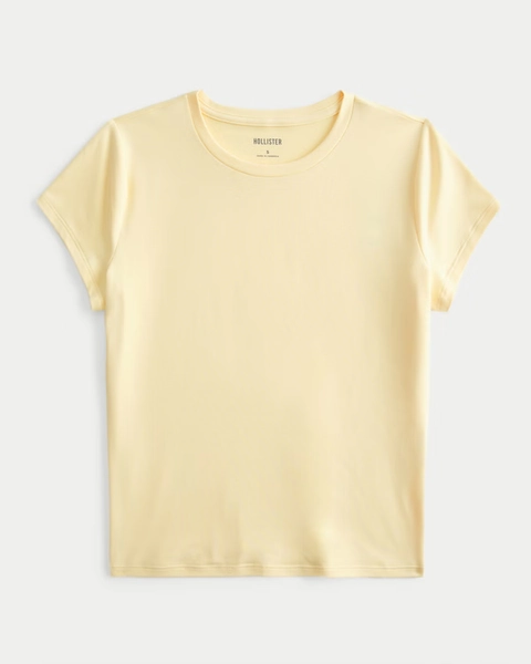 Women's Soft Stretch Seamless Fabric Longline Baby Tee | Women's Tops | HollisterCo.com