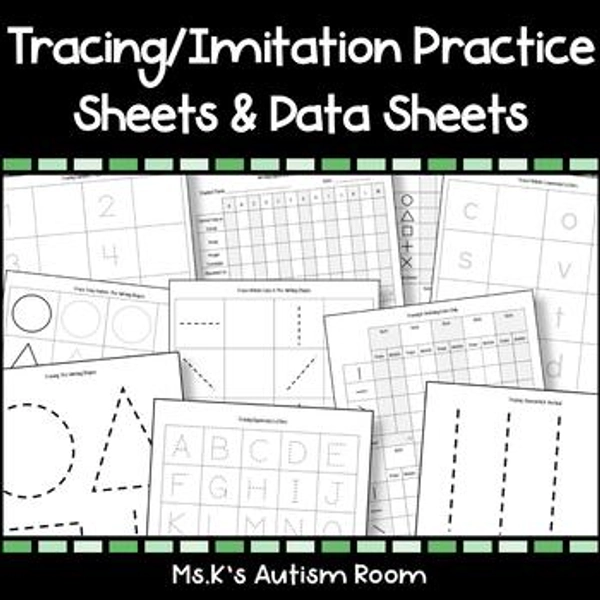 Tracing/Imitation Worksheets & Datasheets (Lines, Shapes, Letters, Numbers, HWT)
