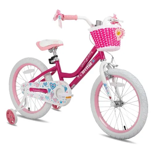 JOYSTAR Angel Girls Bike for Toddlers and Kids Ages 2-9 Years Old, 12 14 16 18 Inch Kids Bike with Training Wheels & Basket, 18 in Girl Bicycle with Handbrake & Kickstand