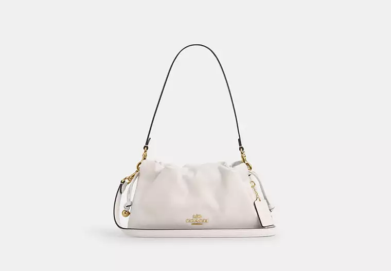 Gold/Chalk Faye Shoulder Bag With Ruching