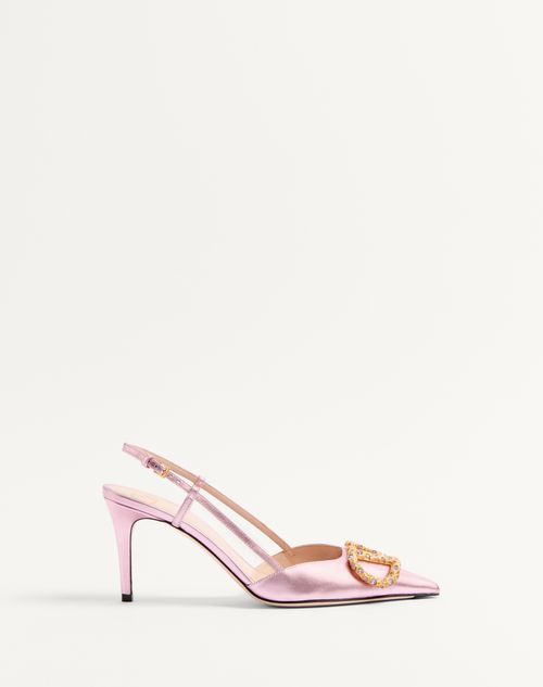 VLOGO SIGNATURE SLINGBACK PUMP IN LAMINATED NAPPA LEATHER 80MM