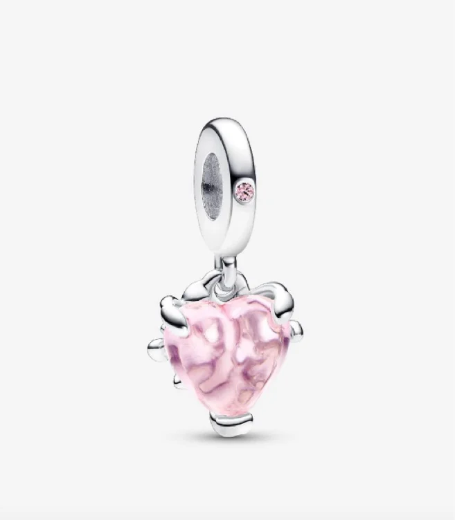 Charm-pendentif Cœur et arbre généalogique rose