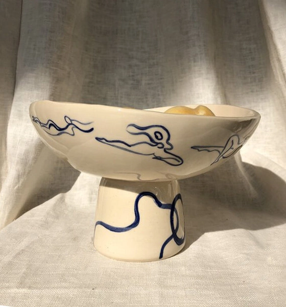 Handmade Ceramic Compote Vase, feminist art — Rex Design