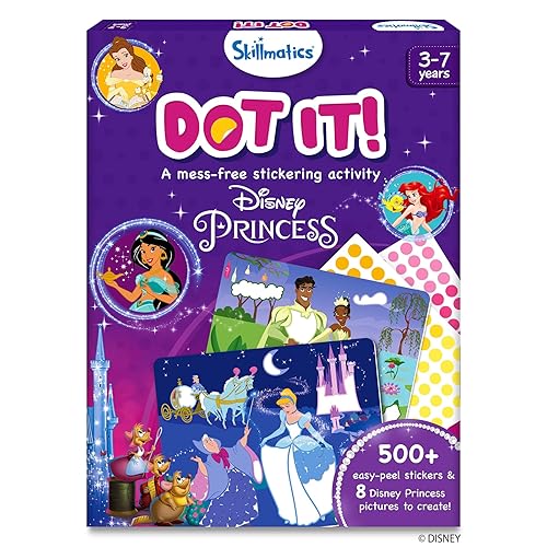 Skillmatics Dot It Sticker Art Activity - Disney Princess, Easter Basket Stuffers, Mess-Free Fun for Kids, Craft Kits, DIY Activity, Travel Toys, Gifts for Boys & Girls Ages 3, 4, 5, 6, 7 - 2. Disney Princess