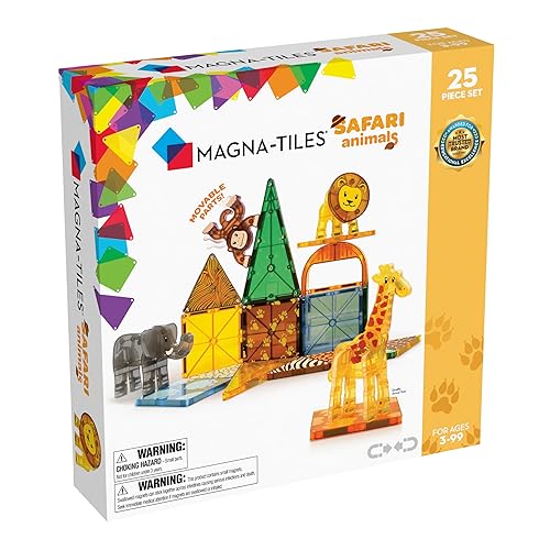 MAGNA-TILES Safari Animals 25-Piece Magnetic Construction Set, The ORIGINAL Magnetic Building Brand