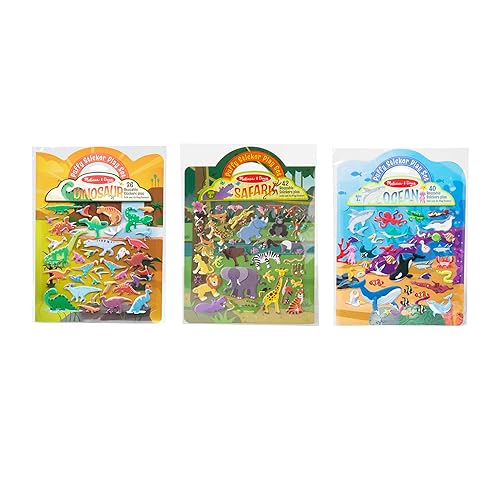 Melissa & Doug Reusable Puffy Sticker Wild Adventures Play Set 3-Pack (118 Stickers: Safari, Dinosaur, Ocean) - FSC Certified - Safari, Dinosaur, Ocean