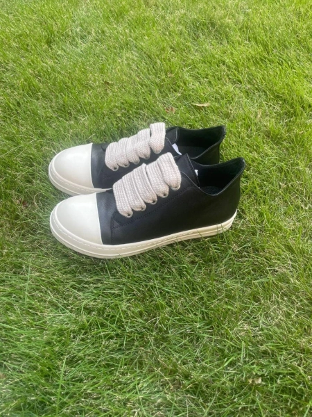 Rick Owens Shoes Leather Model Men's and Women's Low Top Chunky Sneakers Size Black Casual Shoes