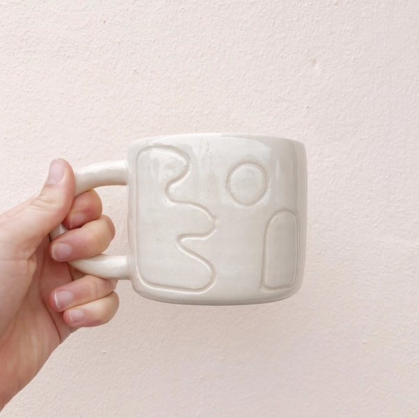 Carved Clay / Jazz mug / handmade coffee cup — Rex Design