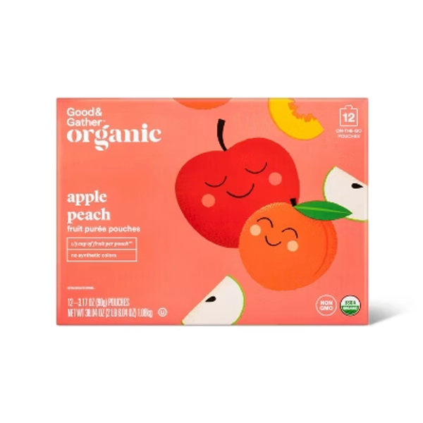 Apple-Peach Fruit Purée Pouches