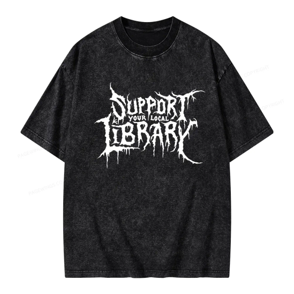 Pagewings Support Your Local Library Unisex Washed T-shirt
